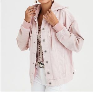 Pink boyfriend half denim jacket. NWT